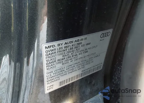 2020 Audi Sq8 Premium Plus Tfsi Quattro Tiptronic из США, поврежденный, VIN WA1AWAF13LD027175